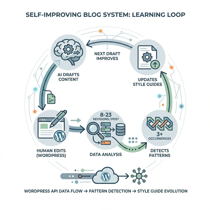 Self-improving blog system learning loop